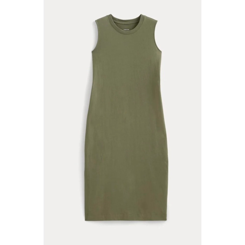 NWOT Everlane The Weekend Tank Dress Sz S Kalamata Green 100% Organic Cotton - Picture 2 of 11